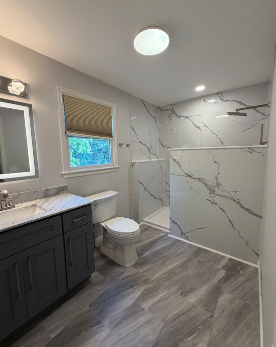 Before and after bathroom remodel