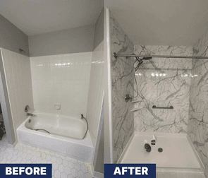 Before and after bathroom remodel