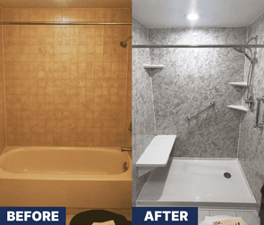 Before and after bathroom remodel